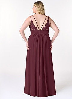 Azazie Maren Allure Bridesmaid Dresses Cabernet A-Line V-Neck Lace Chiffon Dress image7