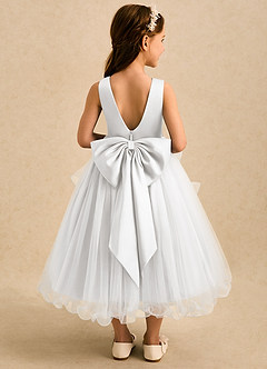 Azazie Savannah Flower Girl Dresses White Ball-Gown Lace Tulle Dress image2