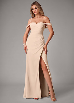 Azazie Haisley Bridesmaid Dresses White Alabaster Sheath Off the Shoulder Chiffon Convertible Dress image5