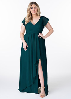 Azazie Omari Bridesmaid Dresses Pine A-Line Chiffon Dress image7