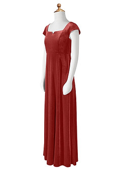 Azazie Gabi Junior Terracotta A-Line Velvet Dress image10