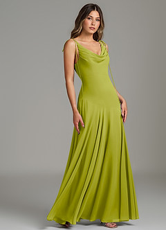 Azazie Dawn Bridesmaid Dresses Lemongrass Mermaid Pleated Chiffon Dress image1