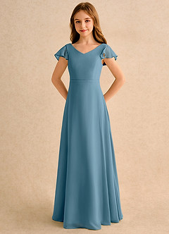 Azazie Nari Girls Formal Flower Girl Klänningar Klä A-Line i Chiffong med ärmar image6