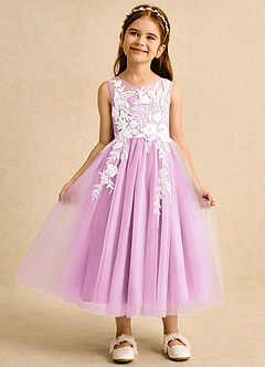Azazie Sundae Robe Demoiselle D'honneur Fillette Robe Princesse en Dentelle Rose Bonbon image6