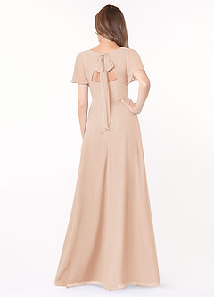 Azazie Kimber Robes de demoiselle d'honneur Robe Trapèze en Mousseline de soie Manches à volants Rose Perle image2