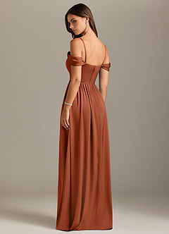 Azazie Calianna Bridesmaid Dresses Cedar Rose A-Line Off the Shoulder Stretch Satin Convertible Dress image10