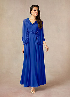Azazie Devana Mother of the Bride Dresses Royal Blue A-Line Sequins Chiffon Dress image1