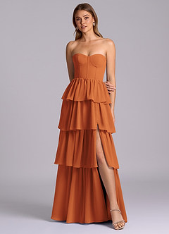 Azazie Faye Bridesmaid Dresses Cinnamon A-Line Sweetheart Neckline Chiffon Dress image4