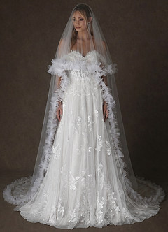 front Sophia Cut Edge Two Tier Chapel Veil