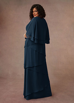 Azazie OHara Mother of the Bride Dresses Dark Navy A-Line V-Neck Chiffon Dress image11