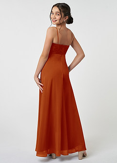 Azazie Sonya Junior Paprika A-Line Lace Chiffon Dress image4