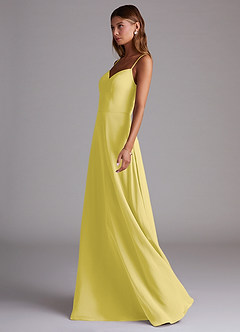Azazie Marley Bridesmaid Dresses Canary A-Line Off the Shoulder Chiffon Convertible Dress image6