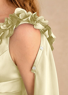 Azazie Rosita Girls Formal Flower Girl Dresses Lemon Sorbet A-Line Pleated Stretch Satin Dress image6