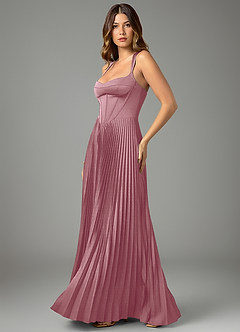 Azazie Avenelle Bridesmaid Dresses Vintage Mauve A-Line Corset Stretch Satin Dress image3