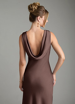 Azazie Aussie Bridesmaid Dresses Ganache Sheath Pleated Stretch Satin Dress image6