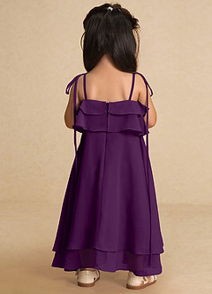 Azazie Temi Jurken voor bloemenmeisjes A-Lijn Jurk van Chiffon Spaghetti Bandje Druif image9