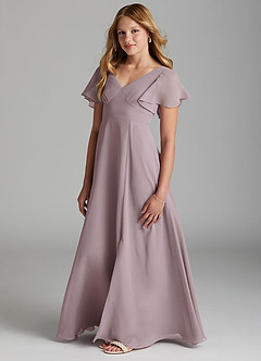 Azazie Kimber Junior Dusk A-Line Pleated Chiffon Dress image5