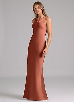 Azazie Allettie Brautjungfernkleider Meerjungfrau-Linie Stretch-Satin Kleid Lehm image4