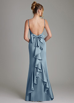 Azazie Zherra Bridesmaid Dresses Dusty Blue Mermaid Bow Stretch Satin Dress image5