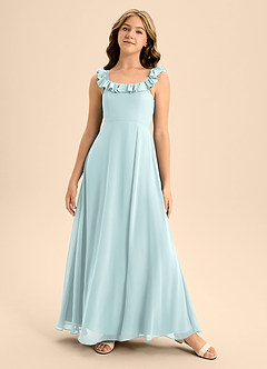 Azazie Callie Junior Mist A-Line Ruched Chiffon Dress image5