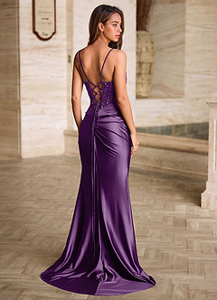 Starlit Purple Cowl Neck Prom Dress image8