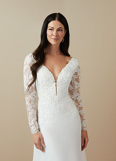 Azazie Fleur Wedding Dresses Diamond White A-Line Sequins Chiffon Dress image5