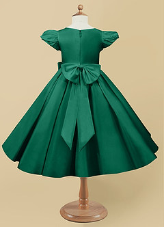 Azazie Jewel Flower Girl Dresses Emerald Ball-Gown Pleated Matte Satin Dress image5