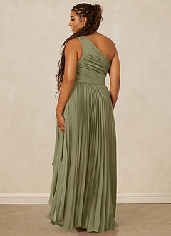 Christian Siriano Bridal for Azazie 1008 Bridesmaid Dresses Pistachio A-Line One Shoulder Stretch Satin Dress image10