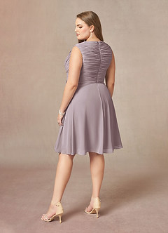 Azazie Theron Mother of the Bride Dresses A-Line V-Neck Pleated Chiffon Knee-Length Dress image9