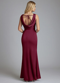 Azazie Tallie Bridesmaid Dresses Mulberry Mermaid Pleated Stretch Satin Dress image6