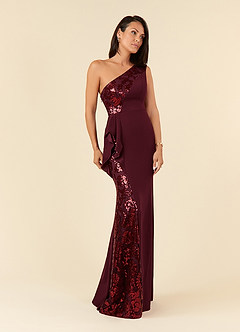 Azazie Aria Mother of the Bride Dresses Cabernet Mermaid Sequins Lace Dress image2