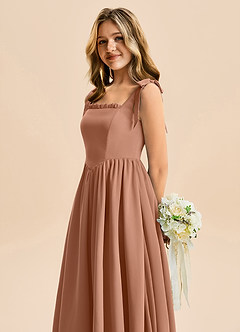 Azazie Delia Junior Abito A-Line in Chiffon Fiocco Bronzo image7