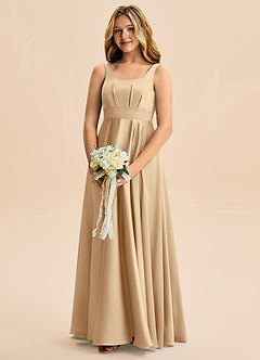 Azazie Gabby Junior Klä av A-Line i Stretch Satin Plisserad image3