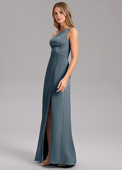 Azazie Feby Bridesmaid Dresses Twilight A-Line One Shoulder Stretch Satin Dress image4