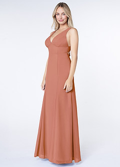 Azazie Christiana Bridesmaid Dresses MAI TAI A-Line V-Neck Pleated Chiffon Dress image4
