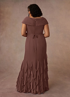 Azazie Bailora Moeder van de bruid jurken Zeemeermin Jurk van Chiffon Ruches Espresso image8