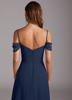 Azazie Marley Bridesmaid Dresses Dark Navy A-Line Off the Shoulder Chiffon Convertible Dress image10