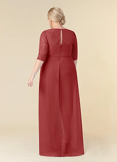 Azazie Leonine Mother of the Bride Dresses Rust A-Line Scoop lace Chiffon Dress image9