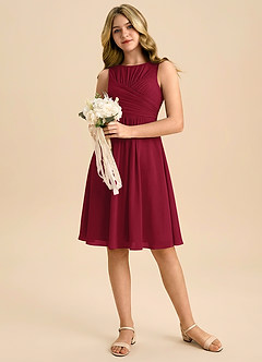 Azazie Skyla Junior Klä av A-Line i Chiffong Plisserad image5