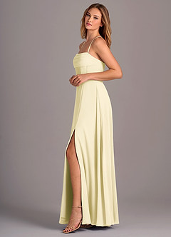 Azazie Carolyn Abiti da Damigella Abito A-Line in Chiffon Plissettato Sorbetto Al Limone image3