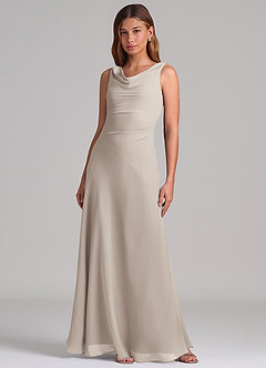 Azazie Nerine Brudtärnklänningar Klä av A-Linje i Chiffong Plisserad Frost image3