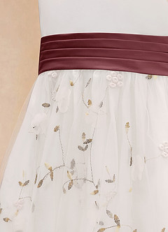 Azazie Pollie Flower Girl Dresses Ivory Desert Rose A-Line Bow Tulle Dress image14