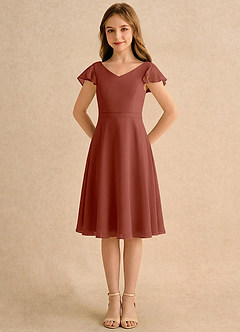 Azazie Narin Girls Formal Flower Girl Klänningar Klä A-Line i Chiffong med ärmar image5