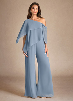 Azazie Halima Kleider für die Brautmutter Overall/Jumpsuit Seitliche Cut-Outs Chiffon Kleid Staubblau image1