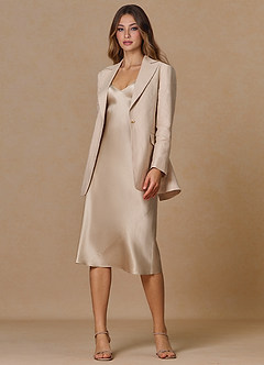 front Belicia Tan 100% Linen 2-Piece Suit