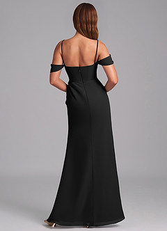 Azazie Johana Jurken voor bruidsmeisjes Converteerbaar Jurk van Chiffon met Zeemeermin Off-shoulder Zwart image2