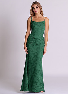 Azazie Sorrel Brautjungfernkleider Wandelbar Meerjungfrau-Linie Korsett Blumen-Burnout Kleid Dunkelgrün image6