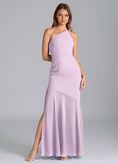 Azazie Tilla Jurken voor bruidsmeisjes Jurk van Chiffon met Zeemeermin One-Shoulder Frosted Lila image3