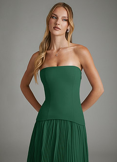 Azazie Alex Vestidos de damas de honor Vestido Verde Oscuro de Gasa de Línea A con Corsé image8