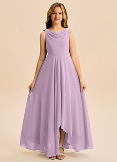 Azazie Mannie Junior Robe Trapèze en Mousseline de soie Plissée Glycine image6